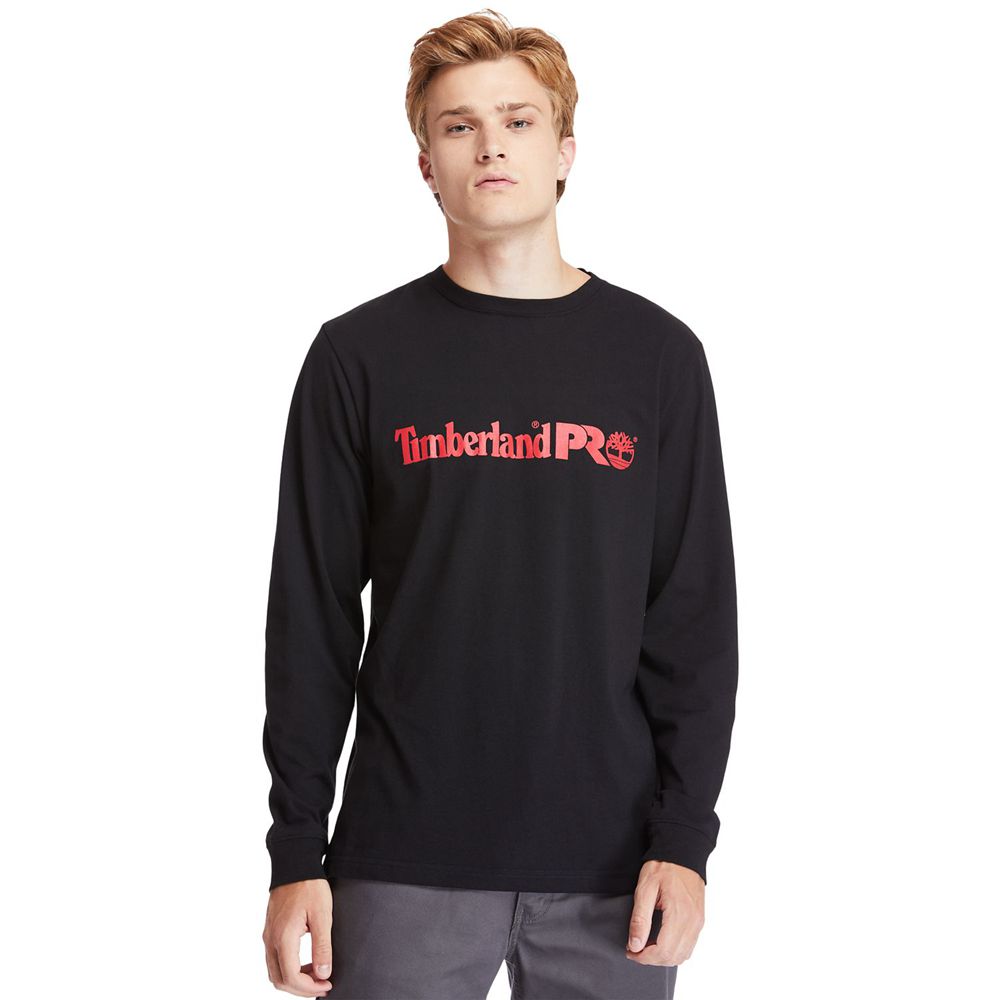 Camisetas Masculino - Timberland Pro® Base Plate Long-Sleeve Graphic - FCKGQ8460 - Pretas